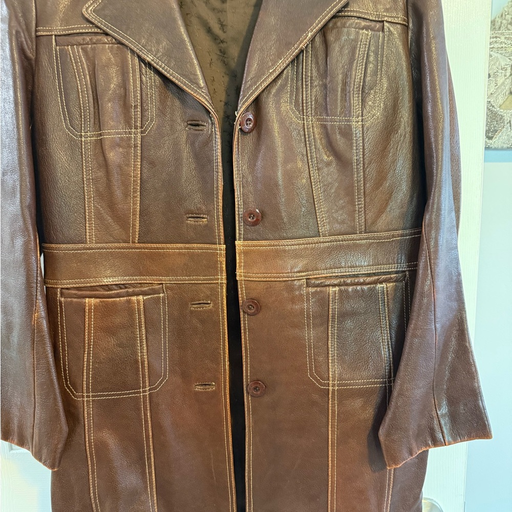 Maxima Dark Brown Leather Coat